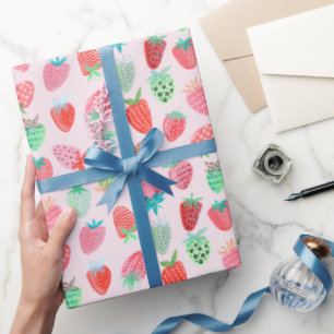 Jordgubbs Rosa Bär Söt mönster Presentpapper