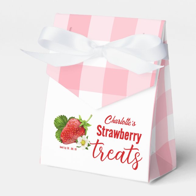 Jordgubbs rosa gingham presentaskar (Framsidan Sidan)