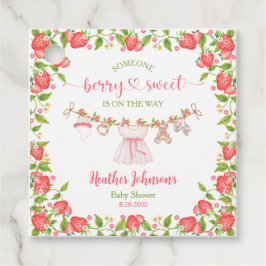 Jordgubbs söta klädstreck Baby Shower  Gåvor Etiketter