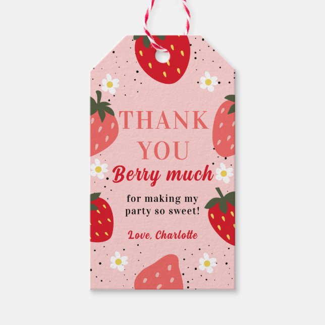 Jordgubbs Tacksam För Små Tjänster Favorit Presentetikett (Framsidan)