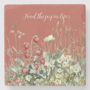 Jordgubbs Tusenskönor Blommor Stenunderlägg