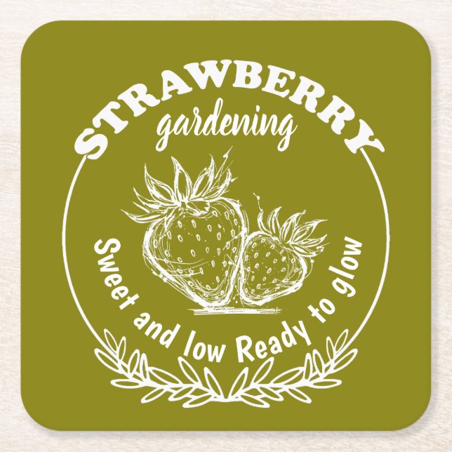 jordgubbs underlägg papper kvadrat (Framsidan)