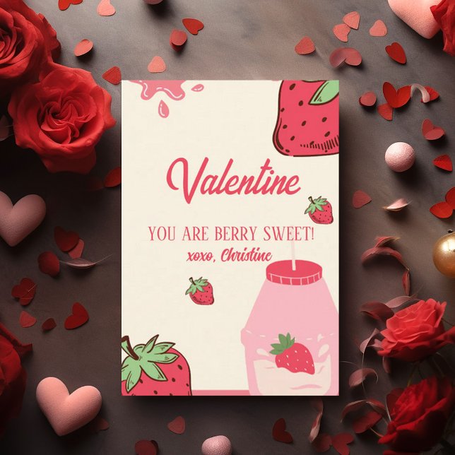 Jordgubbs Valentine Dag Söt Anteckningskort (Skapare uppladdad)