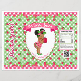 Jordgubbsbaby tema rosa grön gingham chipspåse