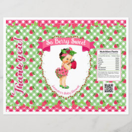 Jordgubbsbaby tema rosa grön gingham chipspåse