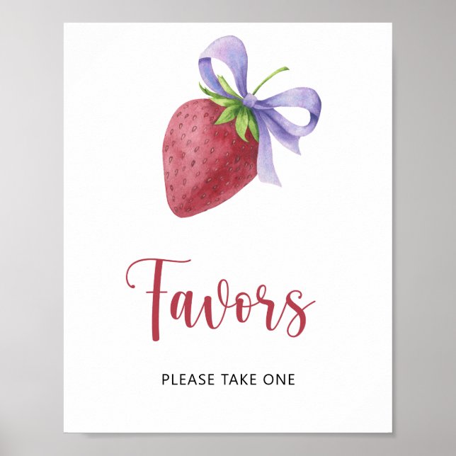 Jordgubbsbabydusch - favörer poster (Framsidan)