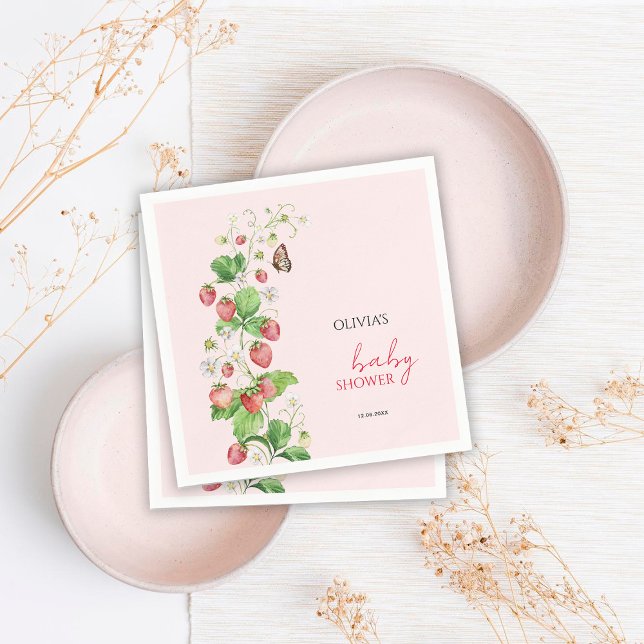 Jordgubbsbabyfest Pappersservett (Skapare uppladdad)