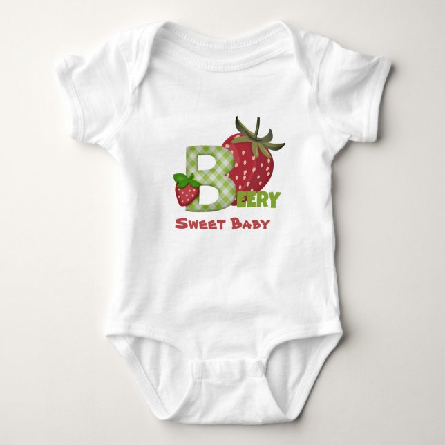 Jordgubbsbabys söta baby bodysuit t-shirt (Framsida)