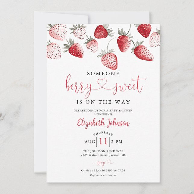 Jordgubbsbabyshower Allt i Allt Inbjudningar (Framsida)