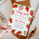 Jordgubbsbabyskor | Berry Sweet-inbjudan Inbjudningar<br><div class="desc">Kortet för kallduschinbjudan till en flicka med vattenfärgad illustration av jordgubbar. I texten står det: "En bären söt baby är på väg."</div>