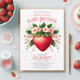 Jordgubbsbabyskor | Berry Sweet-inbjudan Inbjudningar