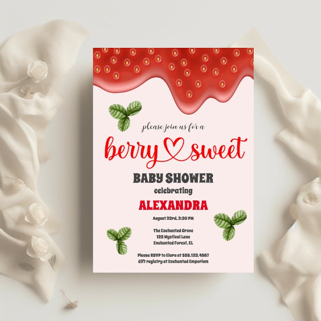 Jordgubbsbabyskor | Berry Sweet Inbjudningar (Skapare uppladdad)