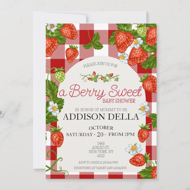 Jordgubbsbabyskor | Berry Sweet Inbjudningar (Framsida)