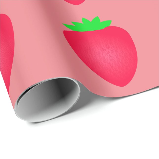 Jordgubbsbabyskor Flickans Birthday Rosa Red 2024 Presentpapper (Rullad Hörn)