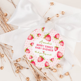 Jordgubbsbabyskor för Rosa Tack Gåvor Etiketter