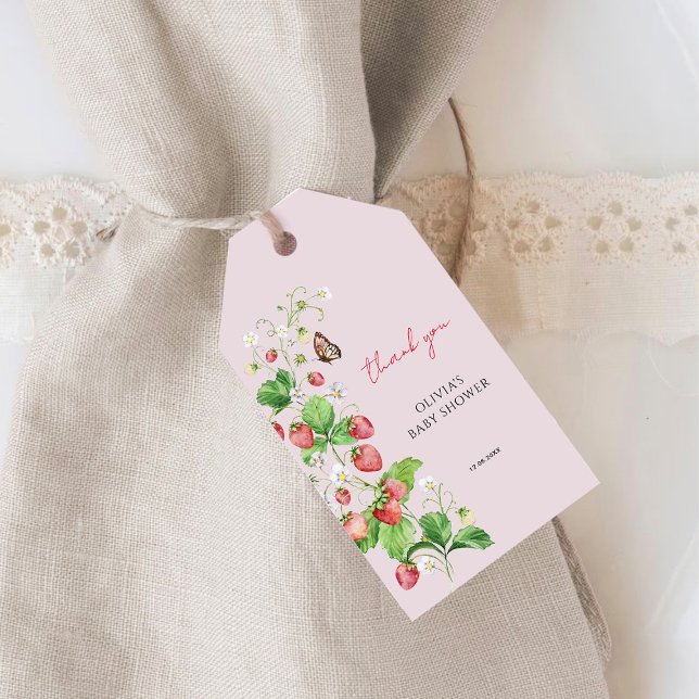 Jordgubbsbabyskor Tack Presentetikett (Skapare uppladdad)