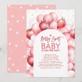 Jordgubbsballonger Berry Sweet Baby Shower Inbjudningar