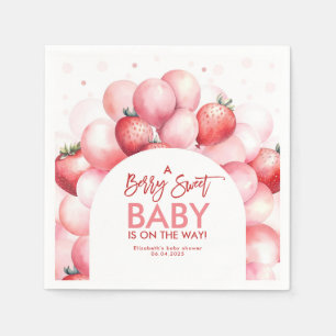 Jordgubbsballonger Röda och Rosa Babyskor Pappersservett