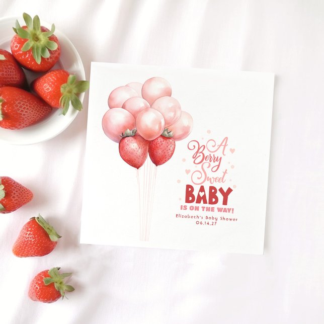 Jordgubbsballonger Röda och Rosa Babyskor Pappersservett (Skapare uppladdad)