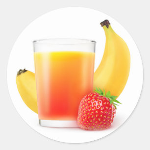 Jordgubbsbananskaka Runt Klistermärke