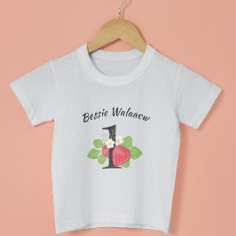 Jordgubbsbär 1 första födelsedag Baby Namn T Shirt