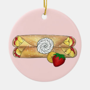 Jordgubbsbär Banana Crêpe Pancake Fransk Food Crep Julgransprydnad Keramik