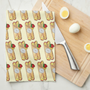 Jordgubbsbär Banana Crêpe Pancake Fransk Food Crep Kökshandduk