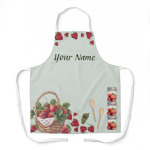 Jordgubbsbär Basket över utskriften Apron Medium