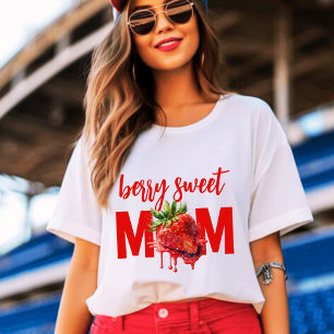 Jordgubbsbär Berry söt 1:a födelsedag mamma T Shirt
