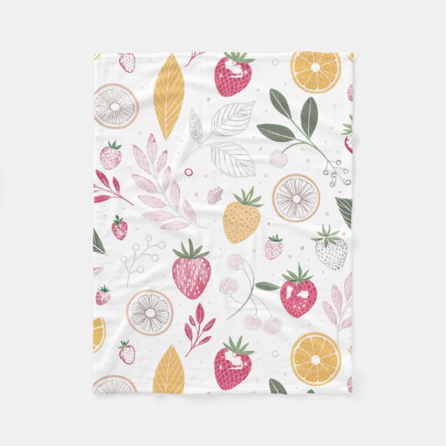 Jordgubbsbär Citrus Mysiga Baby Fleece Blanket (Framsidan)