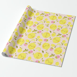 Jordgubbsbär Lemon Rosa Wrapping Papprare Presentpapper