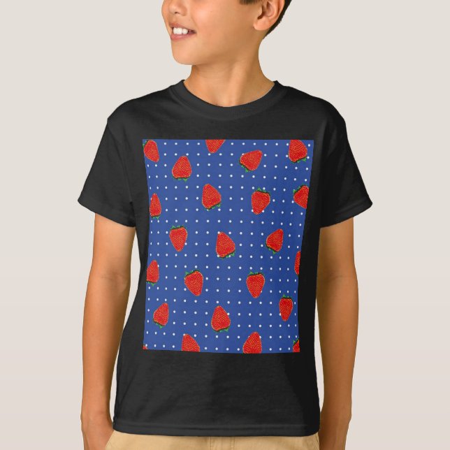 jordgubbsbär mönster med prickar tee shirt (Framsida)