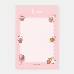 Jordgubbsben Anteckningsblock Desserts Rosa Cute K Post-it Block