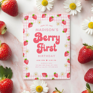 Jordgubbsbergens Daisy Berry första födelsedag Inbjudningar