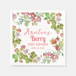 Jordgubbsberry 1:a födelsedag Party Pappersservett