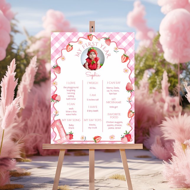 Jordgubbsberry 1:a födelsedag Party Poster (Skapare uppladdad)