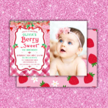 Jordgubbsberry Berry Första födelsedag Foto Girl P