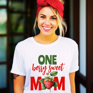 Jordgubbsberry Berry söt första födelsedag mamma T Shirt