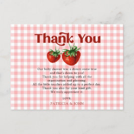Jordgubbsberry Berry Sweet Baby Shower Tack Vykort