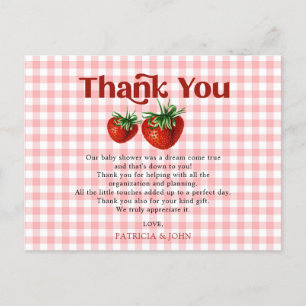 Jordgubbsberry Berry Sweet Baby Shower Tack Vykort