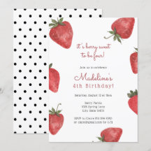 Jordgubbsberry Berry Sweet Birthday-inbjudan