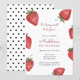 Jordgubbsberry Berry Sweet Birthday-inbjudan Inbjudningar