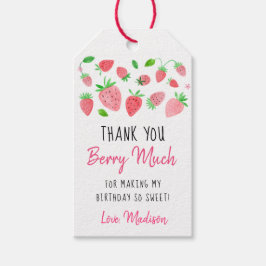 Jordgubbsberry Berry Sweet Birthday Tack Presentetikett