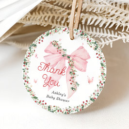 Jordgubbsberry Berry Sweet Bow Baby Shower Tack Gåvor Etiketter