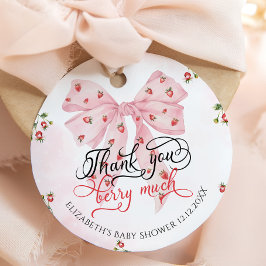 Jordgubbsberry Berry Sweet Bow Baby Shower Tack Gåvor Etiketter