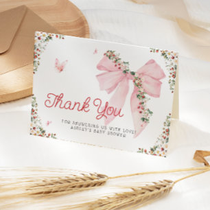 Jordgubbsberry Berry Sweet Bow Baby Shower Tack Kort