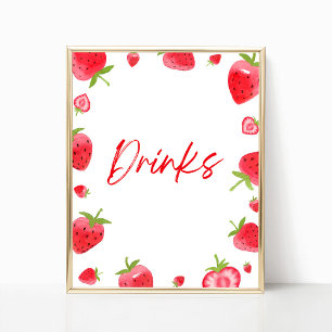 Jordgubbsberry Berry Sweet Drinks Party Sign Poster
