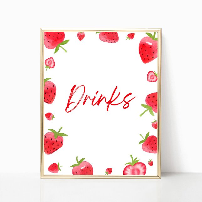 Jordgubbsberry Berry Sweet Drinks Party Sign Poster (Skapare uppladdad)