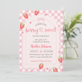 Jordgubbsberry Berry Sweet Flicka Baby Shower Inbjudningar