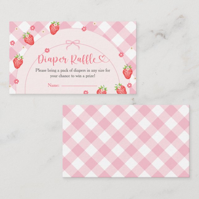 Jordgubbsberry Berry Sweet Flicka Baby Shower Tilläggskort (Fram/baksida)
